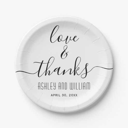 Elegante Hochzeit der kursiven Skripte Pappteller (Vorderseite)
