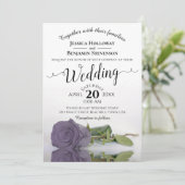 Elegante Hochzeit der Lila Rose Dusty Einladung (Stehend Vorderseite)