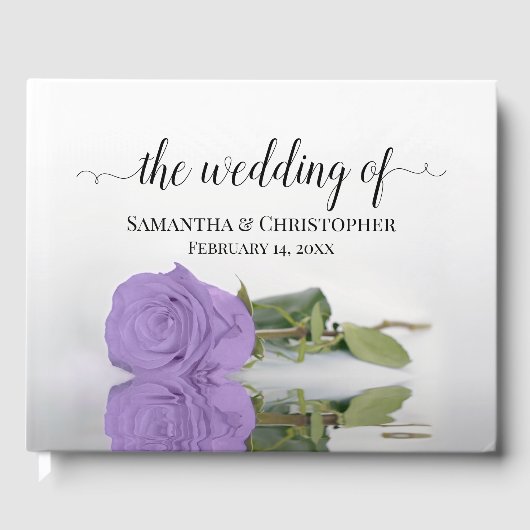 Elegante Hochzeit der Lila Rose Lavendel Gästebuch (Vorderseite)