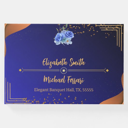 Elegante Hochzeit der Marine und Burnt Orange Gästebuch (Vorderseite)