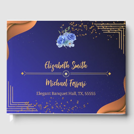 Elegante Hochzeit der Marine und Burnt Orange Gästebuch (Vorderseite)