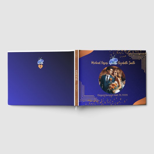 Elegante Hochzeit der Marine und Burnt Orange Gästebuch (Voll)