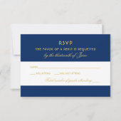 Elegante Hochzeit der Marine und Gold Weltkarte RSVP Karte (Vorderseite)
