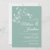 Elegante Hochzeit der modernen, blumengrünen Orchi Einladung (Vorderseite)