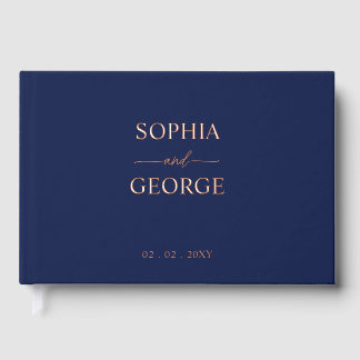 Elegante Hochzeit der modernen Marine und Rose Gästebuch