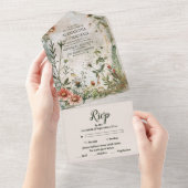 Elegante Hochzeit der Modernen Waldlandschaft All In One Einladung (Abreißen)