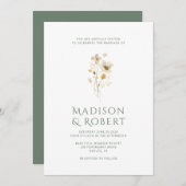 Elegante Hochzeit der modernen Wildblume Einladung (Vorne/Hinten)