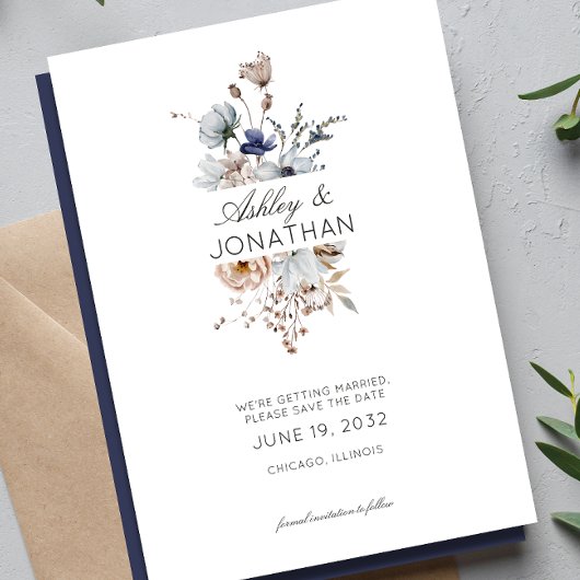 Elegante Hochzeit der modernen Wildblume Save The Date