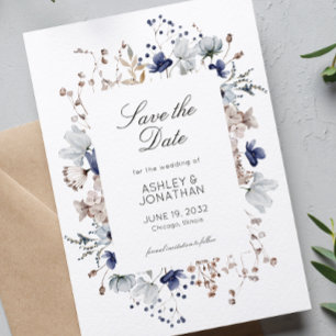 Elegante Hochzeit der modernen Wildblume Save The Date