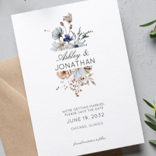 Elegante Hochzeit der modernen Wildblume Save The Date