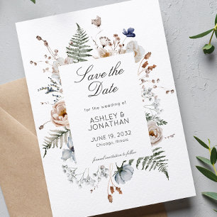Elegante Hochzeit der modernen Wildblume Save The Date