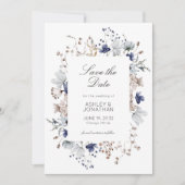 Elegante Hochzeit der modernen Wildblume Save The Date (Vorderseite)