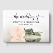 Elegante Hochzeit der Pfirsichpfirsichpfirsiche Gästebuch (Vorderseite)