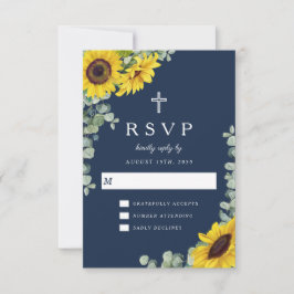 Elegante Hochzeit der religiösen Navy mit blauen S RSVP Karte