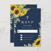 Elegante Hochzeit der religiösen Navy mit blauen S RSVP Karte (Vorne/Hinten)