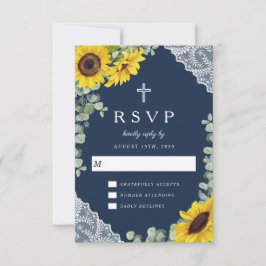 Elegante Hochzeit der religiösen Navy mit blauen S RSVP Karte