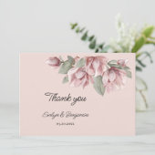 Elegante Hochzeit der Rose Dusty Dankeskarte (Stehend Vorderseite)