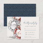 Elegante Hochzeit der Roten Marine RSVP Karte (Vorne/Hinten)