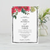 Elegante Hochzeit der Roten Rose Einladung (Stehend Vorderseite)