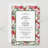 Elegante Hochzeit der Roten Rose Einladung (Vorderseite)