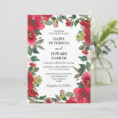 Elegante Hochzeit der Roten Rose Einladung (Stehend Vorderseite)