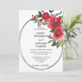 Elegante Hochzeit der Roten Rose Einladung (Stehend Vorderseite)