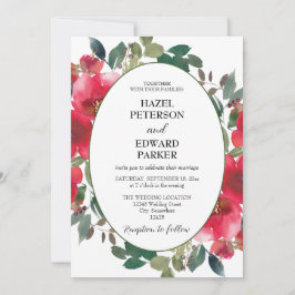 Elegante Hochzeit der Roten Rose Einladung