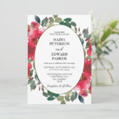 Elegante Hochzeit der Roten Rose Einladung (Stehend Vorderseite)