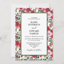 Elegante Hochzeit der Roten Rose Einladung