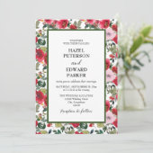 Elegante Hochzeit der Roten Rose Einladung (Stehend Vorderseite)