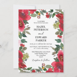 Elegante Hochzeit der Roten Rose Einladung