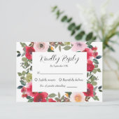 Elegante Hochzeit der Roten Rose RSVP Karte (Stehend Vorderseite)