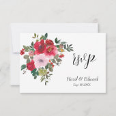 Elegante Hochzeit der Roten Rose RSVP Karte (Rückseite)