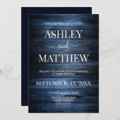 Elegante Hochzeit der Rustikalen Navy Einladung (Vorne/Hinten)