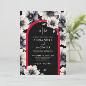 Elegante Hochzeit der Schwarzen Blüte Einladung (Stehend Vorderseite)