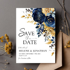 Elegante Hochzeit der Seen Blue Terracotta Gold Fl Save The Date