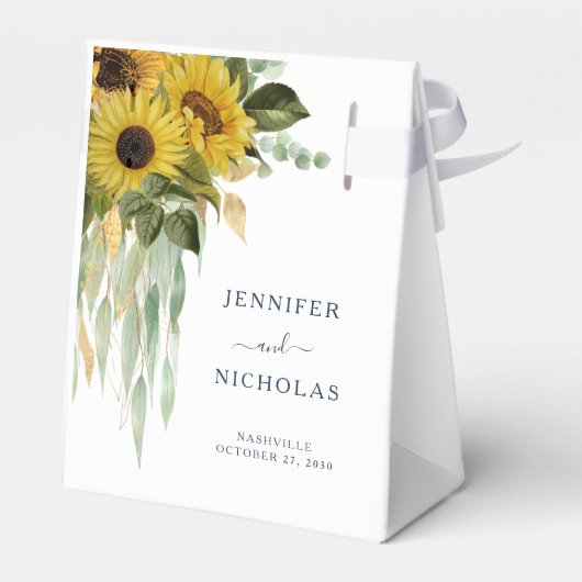 Elegante Hochzeit der Sonnenblumen Geschenkschachtel (Rückseite)