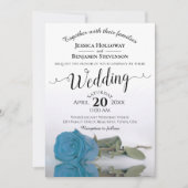 Elegante Hochzeit der Türkisblauen Rose Einladung (Vorderseite)