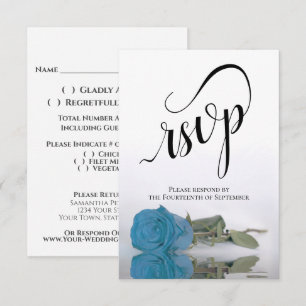 Elegante Hochzeit der Türkisblauen Rose RSVP Karte