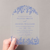 Elegante Hochzeit der Viktorianischen blauen Wildb Acryleinladungen (Insitu (Handheld))