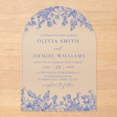 Elegante Hochzeit der Viktorianischen blauen Wildb Acryleinladungen (Vorderseite)