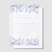 Elegante Hochzeit der Viktorianischen blauen Wildb Pergament Einladungen (Versetzt)