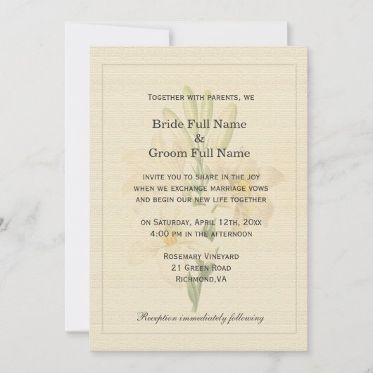 Elegante Hochzeit der Vintagen Botanischen Kunstli Einladung (Vorderseite)