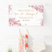Elegante Hochzeit der Wasserfarben Cherry Blossom Banner (Insitu)