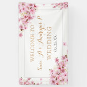 Elegante Hochzeit der Wasserfarben Cherry Blossom Banner (Vertikal)