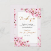 Elegante Hochzeit der Wasserfarben Cherry Blossom Dankeskarte (Vorne/Hinten)