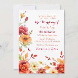 Elegante Hochzeit der Wasserfarben Herbst Einladung