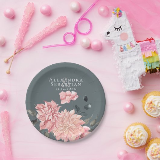 Elegante Hochzeit der Wasserfarben Pappteller (Party)