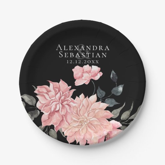 Elegante Hochzeit der Wasserfarben Pappteller (Vorderseite)