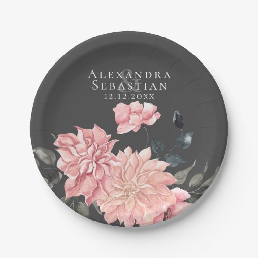 Elegante Hochzeit der Wasserfarben Pappteller (Vorderseite)